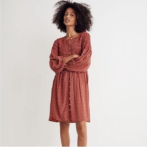 Madewell Red Floral Puff Sleeve Mini Dress Flowers Womens Small S